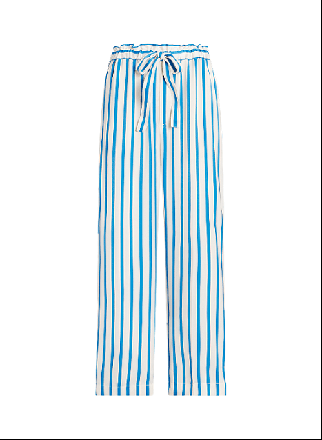 POLO RALPH LAUREN ストライプド シルク ワイドレッグ パンツ