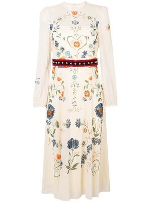 RED VALENTINO floral print midi dress