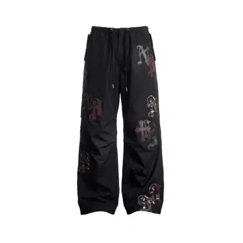 DND4DES Cross Leather Patch Wide Track Pants