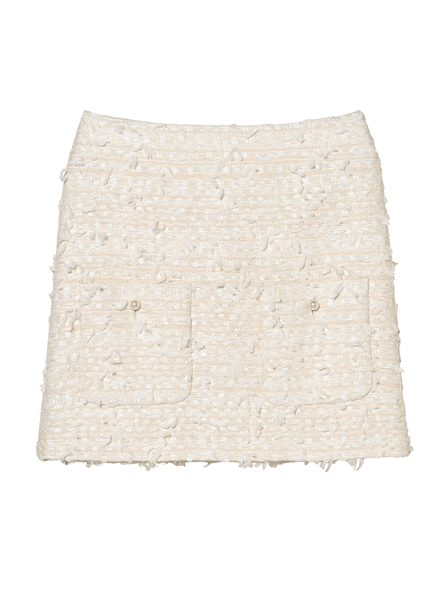 MADISONBLUE LOW WAIST PATCH-P MINI SK RIBBON TWEED