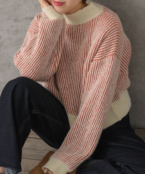 RETRO GIRL ストライプ柄ニットPO