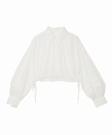 COCODEAL シアーボリュームスリーブショートブラウス