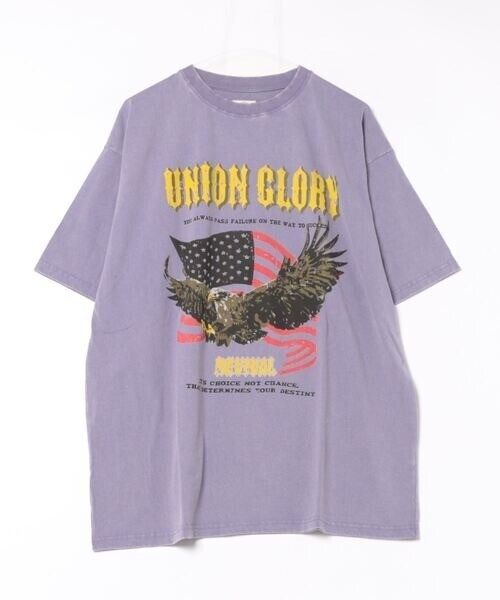 ROUGH TRADE USAコットン ピグメント イーグル半袖TEE(M1)