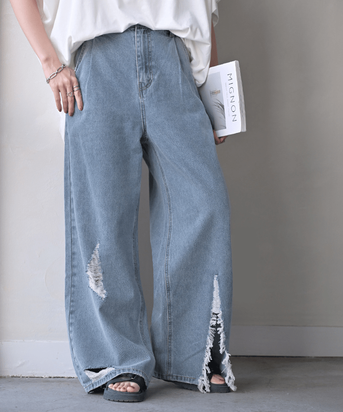 HUG.U デニムワイドパンツ