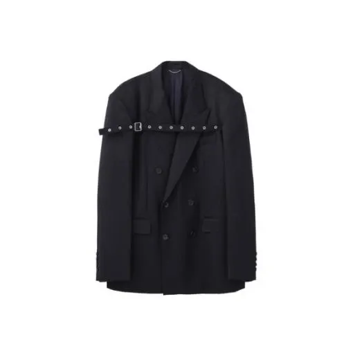 JOHN LAWRENCE SULLIVAN WOOL GABARDINE FLONT STRAP DOUBLE BREASTED JACKET
