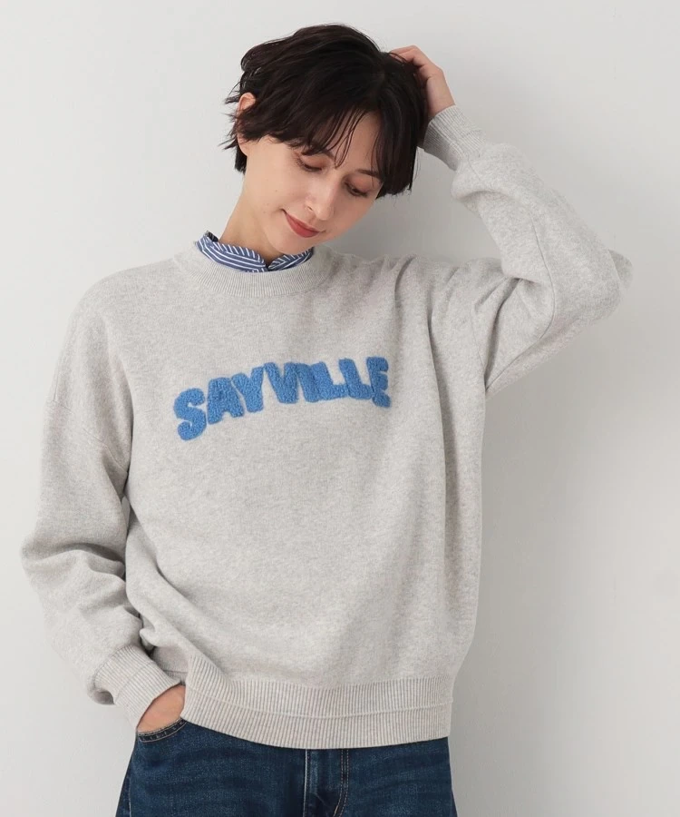 Dessin 【洗える】サガラ刺繍ロゴニット