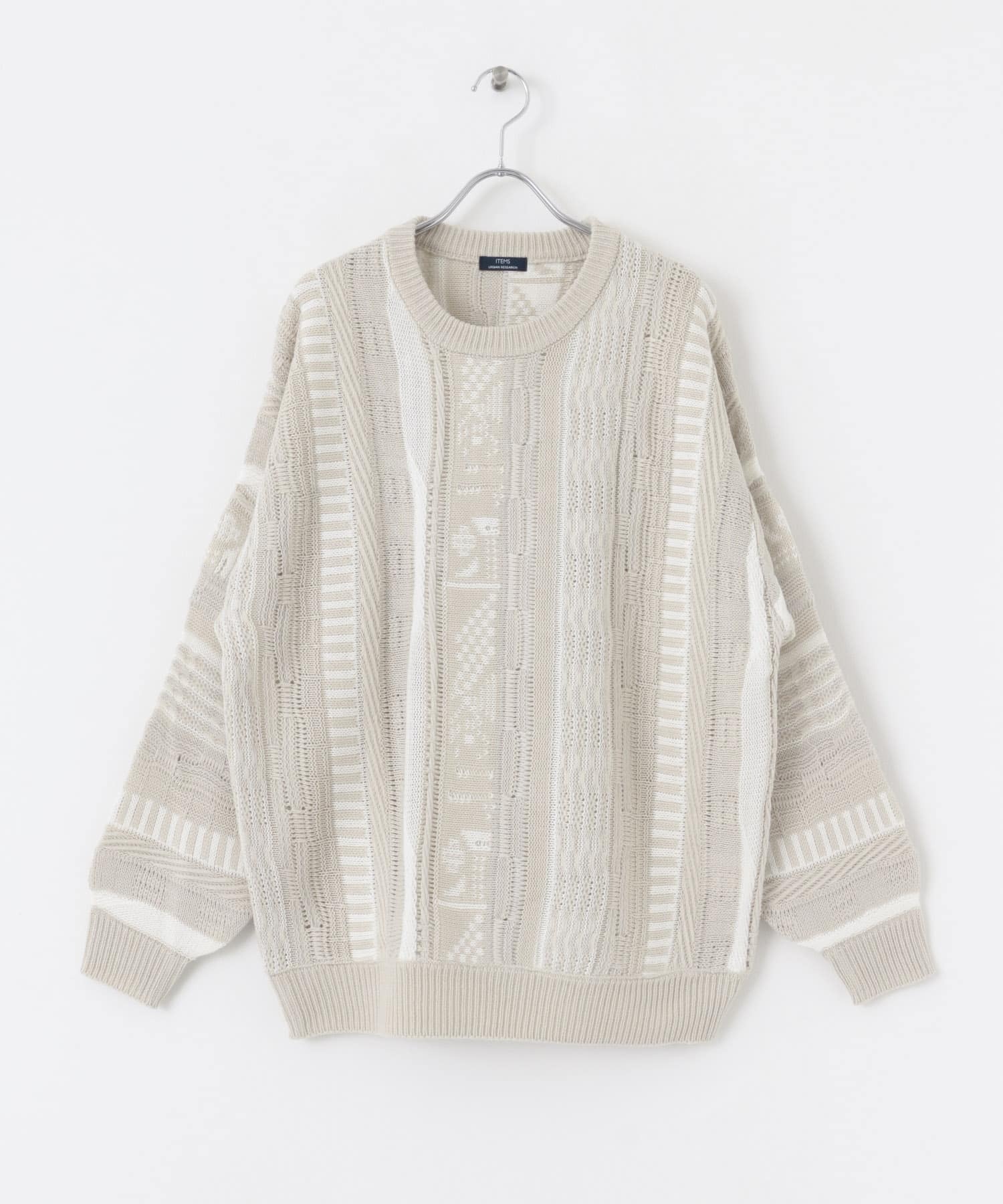 ITEMS URBANRESEARCH マルチジャカード クルーネックニット