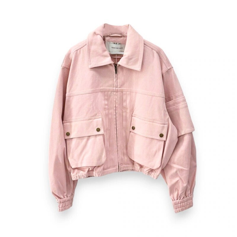 Feng Chen Wang FCW Cargo Denim Jacket with Zip Fastening