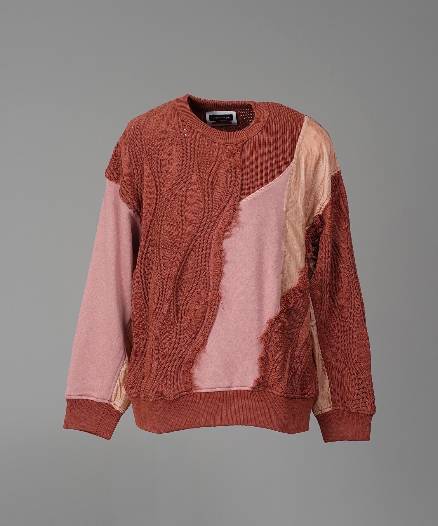 MAISON SPECIAL Different Material Docking Prime-Over 3D Knit Pullover