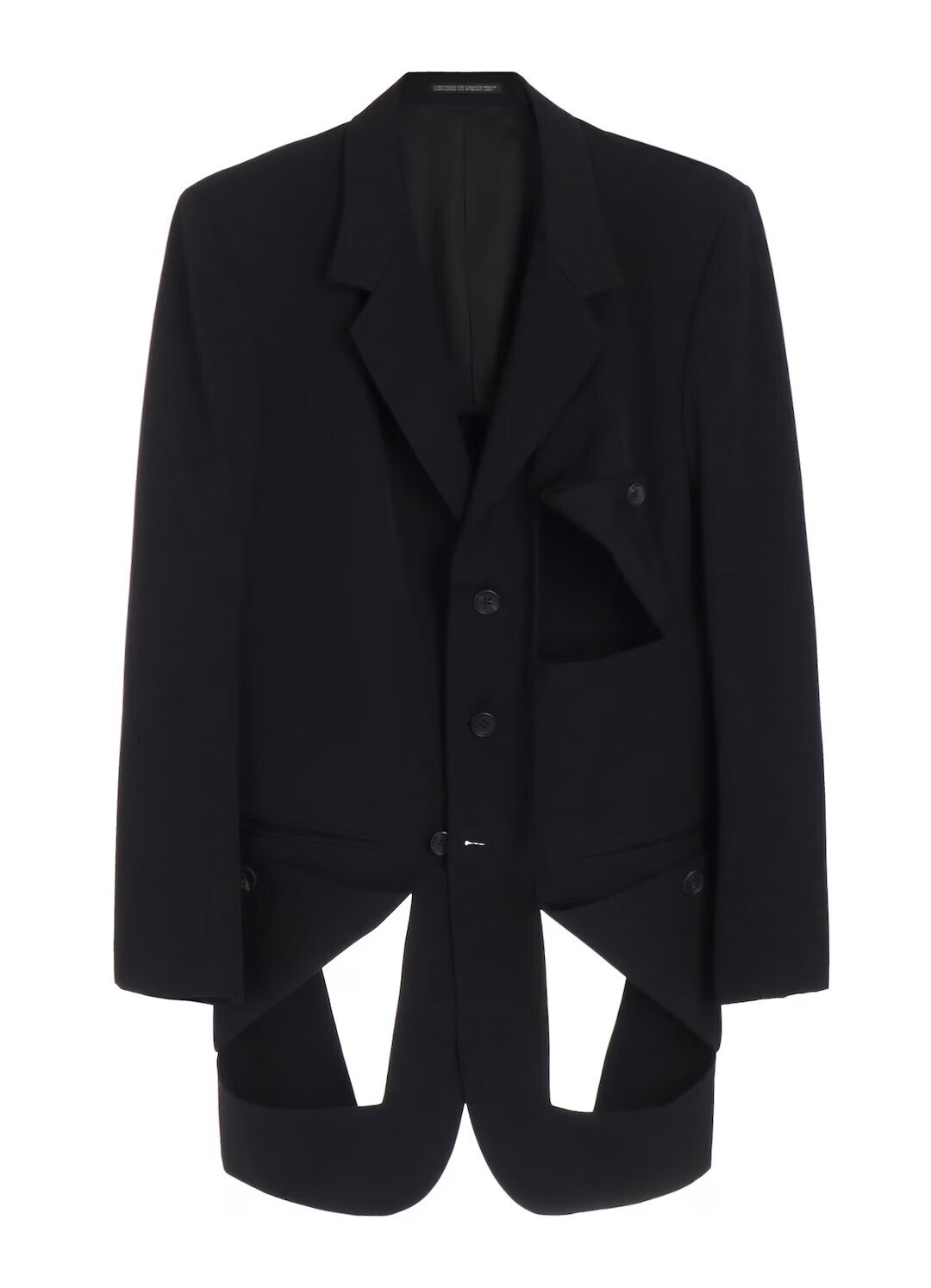 Yohji Yamamoto POUR HOMME WOOL GABARDINE DIAGONAL BUTTON JACKET