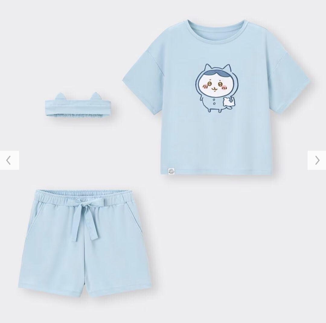 GU ちいかわ GU ラウンジヘアバンドセット ハチワレ　半袖　ショートパンツ