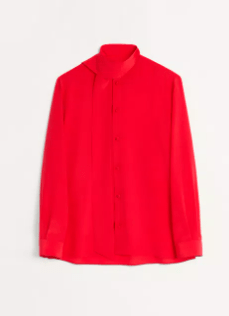 VALENTINO スカーフカラー クレープデシンシルク シャツ