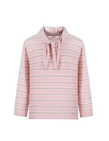Fano Studios 三角スカーフ ボーダー柄 クルーネックニットトップス