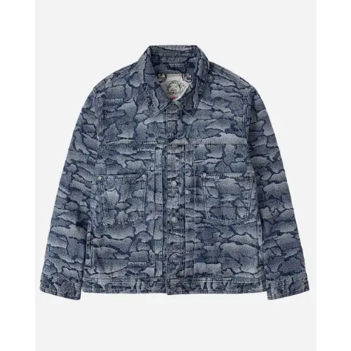 EVISU オールオーバー石垣カモフラージュジャカード レギュラーフィット デニムジャケット
