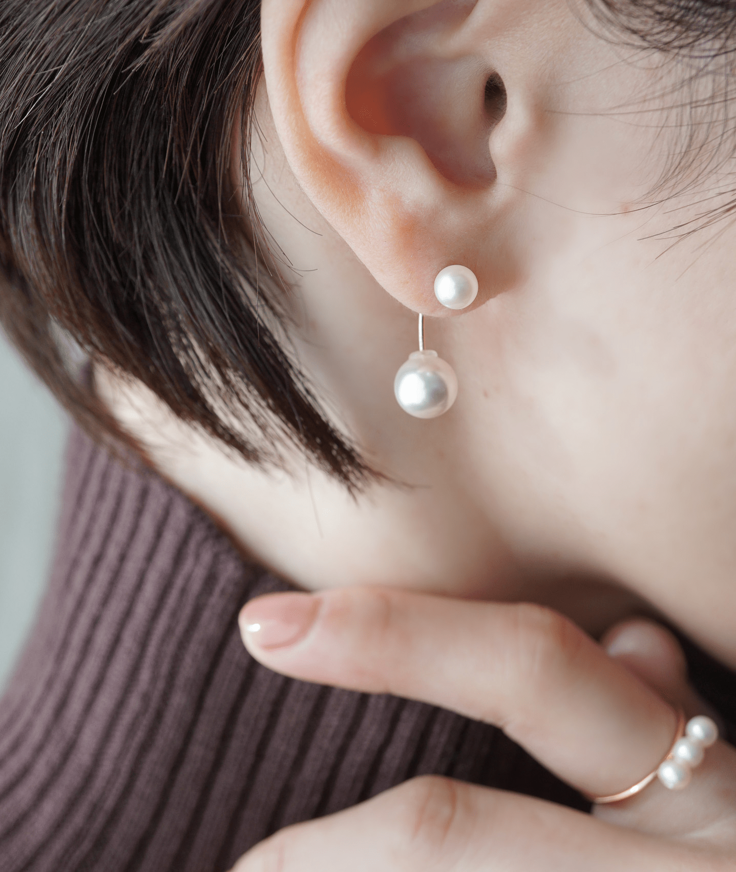 Meach. Meach.【PI121】K14GF / ダブルパールピアス（パールキャッチつき）