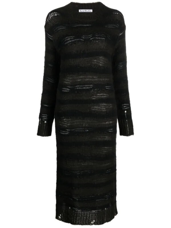 Acne Studios striped open-knit midi dress