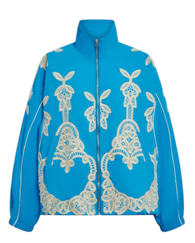 BLUE MARBLE Turquoise Embroidered Track Jacket