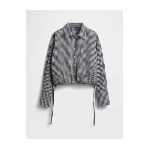 GAP ポプリン オーバーサイズ 裾リボン クロップドシャツ