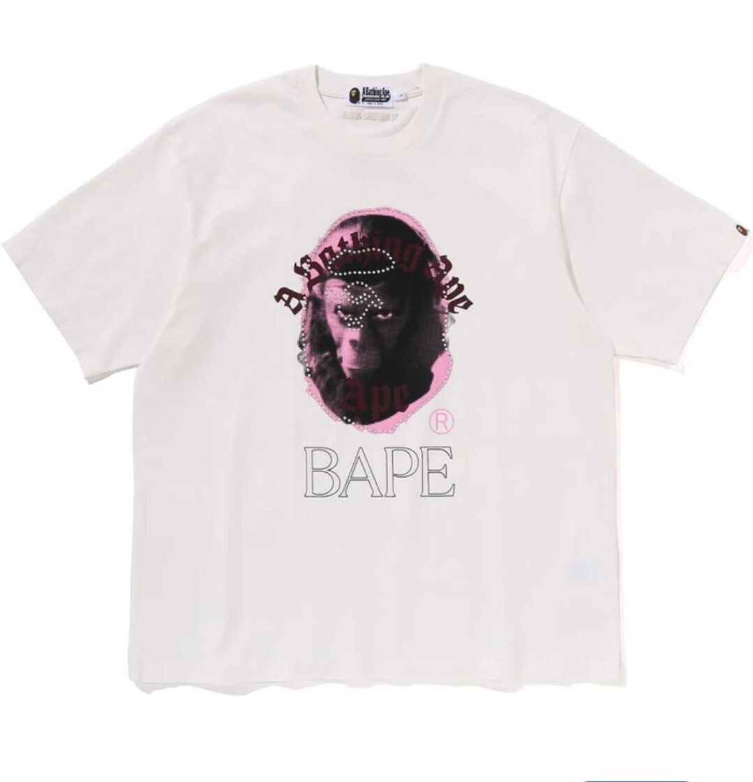 A BATHING APE Garment Dye Rhinestone Ape Head Relaxed Fit Tee