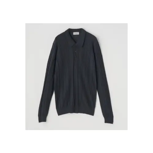 JOHN SMEDLEY ランダムリブ長袖ニットポロシャツ
