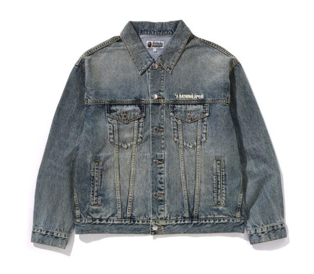 A BATHING APE DISTRESSED 13OZ DENIM TRUCKER JACKET