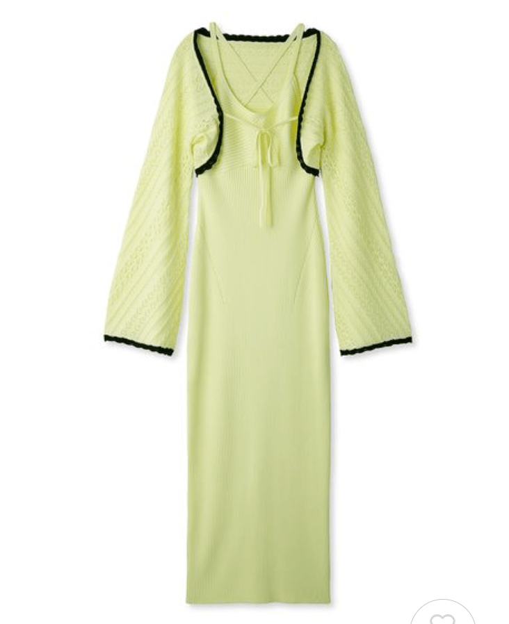 Lily Brown レース編みボレロセットニットワンピース