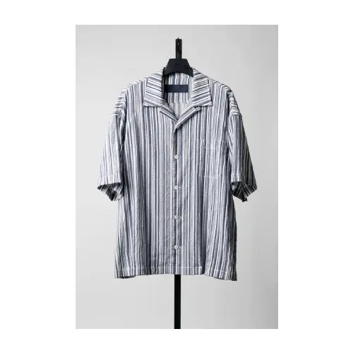 juun.j Multi Stripe Open Collar Short Sleeve Shirt