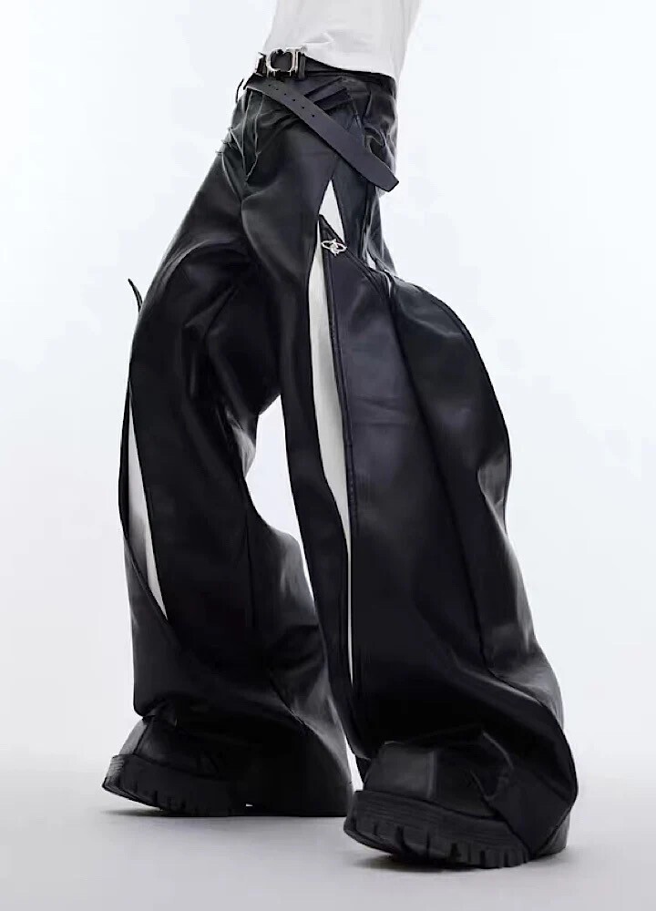 Culture E Monotone double ring silhouette grande leather pants CE0116