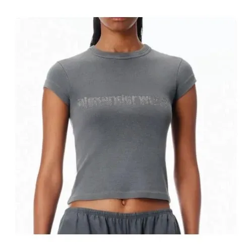 Alexander Wang クリスタルホットフィックス ロゴ コットン ベビーtシャツ
