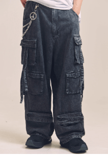 JACKROSE GA DENIM PARACHUTE CARGO PANTS