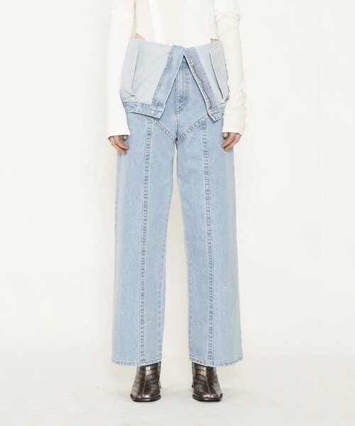 VIAVANDA COVERALLS WIDE DENIM PANTS