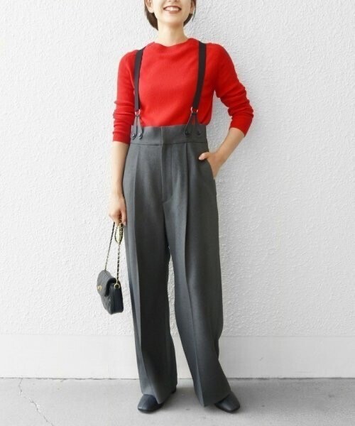 SHIPS any マニッシュ サスペンダー ワイド パンツ 2