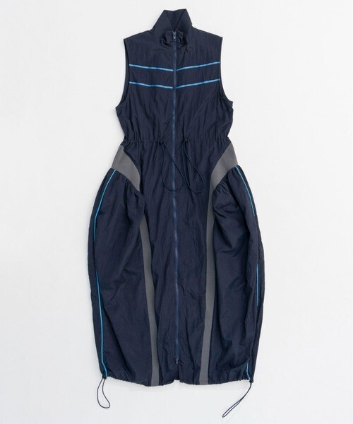 MAISON SPECIAL Sleeveless Track Jersey Flare Silhouette Dress
