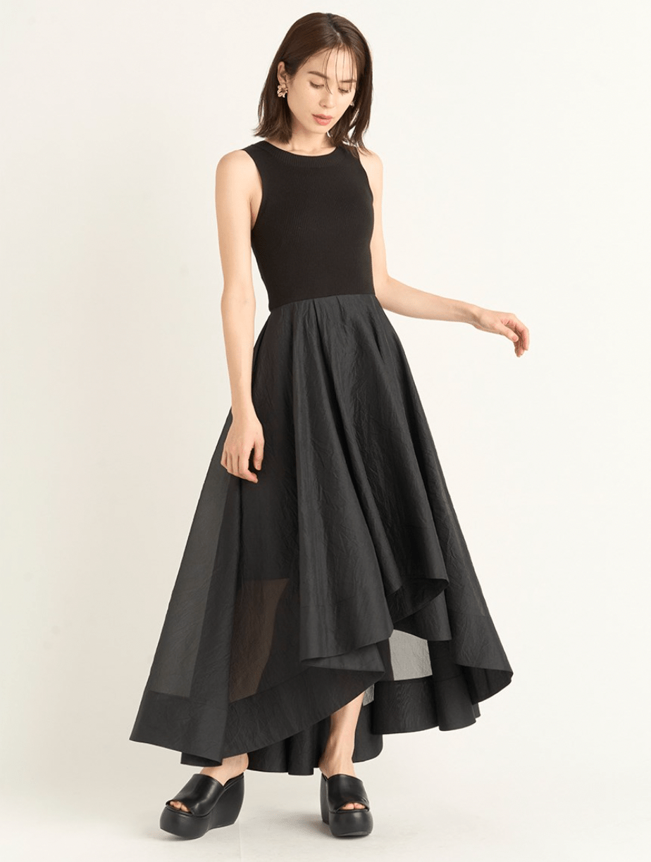 SNIDEL ニットドッキングシアーワンピース