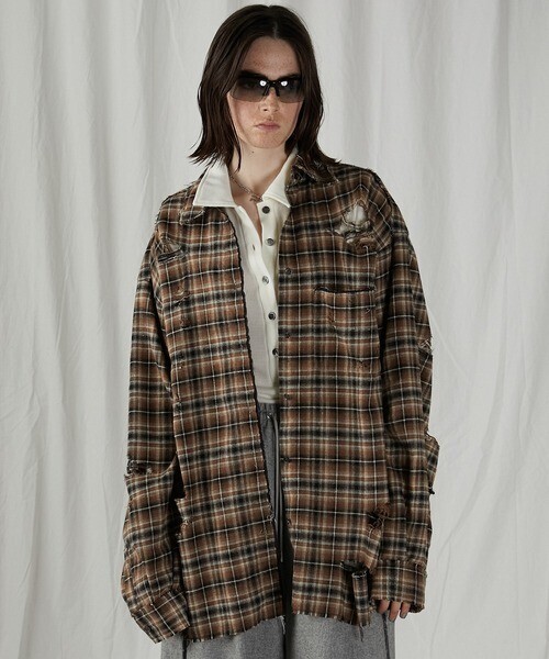 PRANK PROJECT Damaged Check Shirt