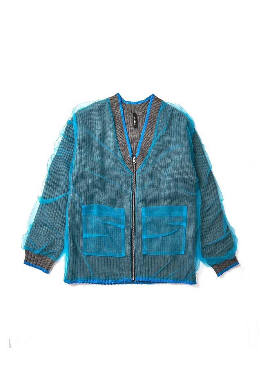 AULA AILA TULLE LAYERED KNIT CARDIGAN