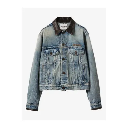 MIU MIU レザーカラーデニムジャケット