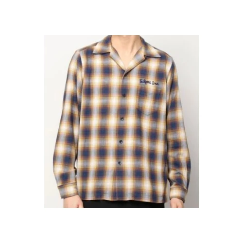 MINEDENIM Ombre Check Flannel EMB Open Collar SH