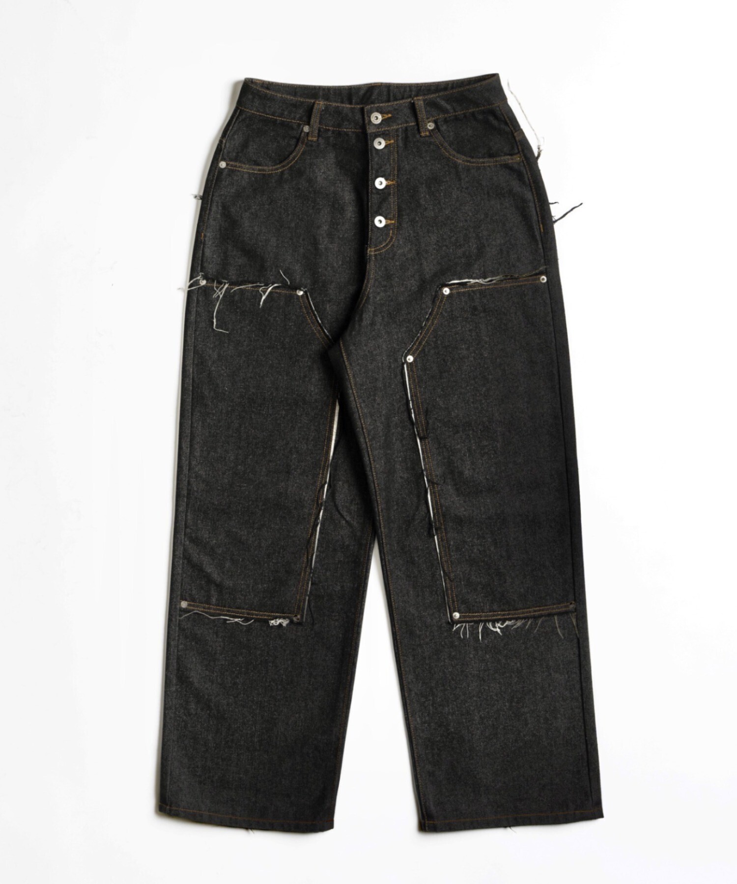 WISH FOR EVER FRINGE RIGID DOUBLE KNEE DENIM/フリンジリジットダブルニーデニム
