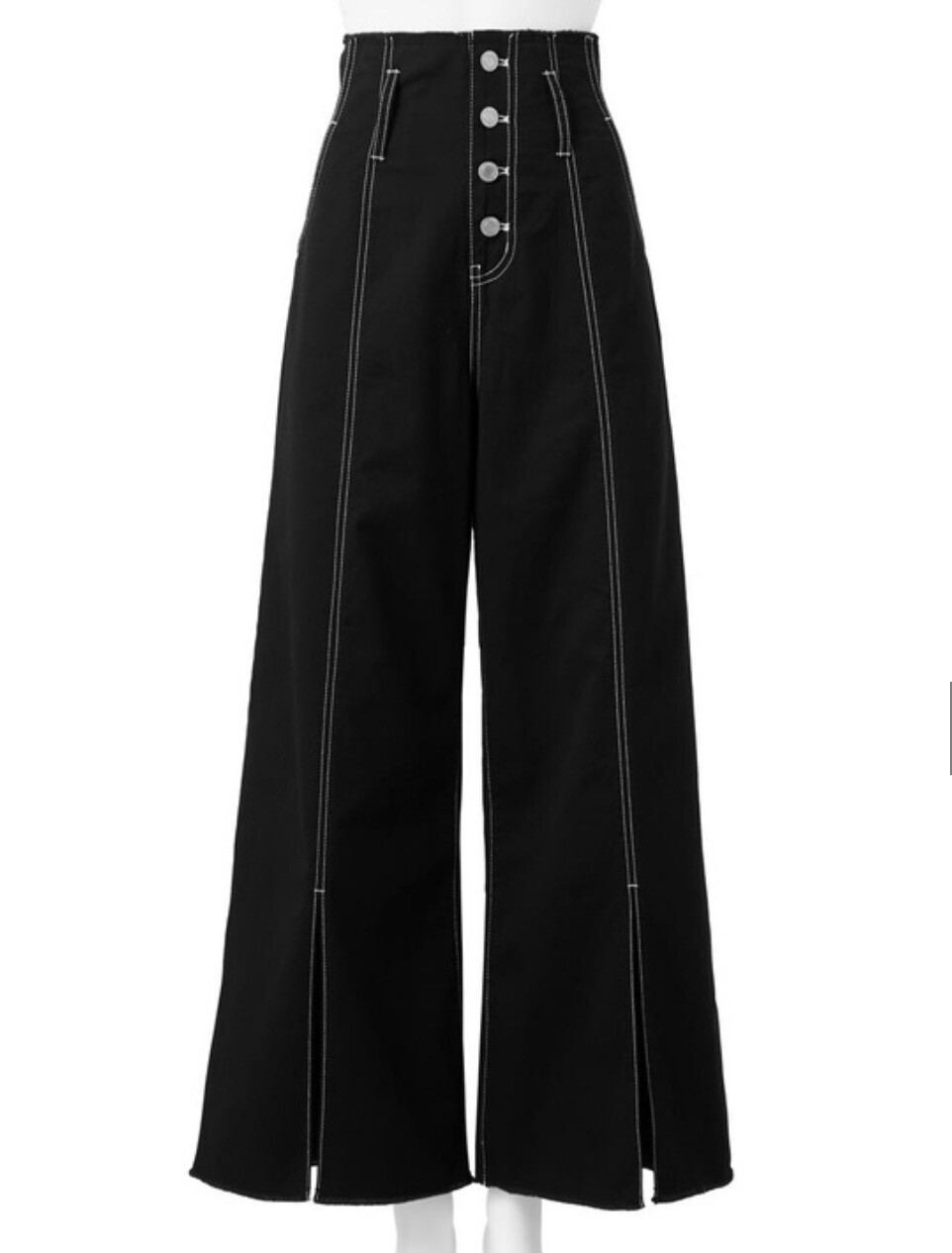 GRL 配色ステッチチノツイルフロントスリットフレアパンツ