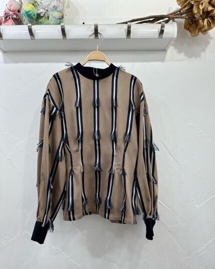 mint designs 小衿ストレートストライプリボントップス