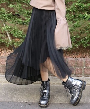 AULA AILA TULLE ASYMMETRY PLEATS SKIRT