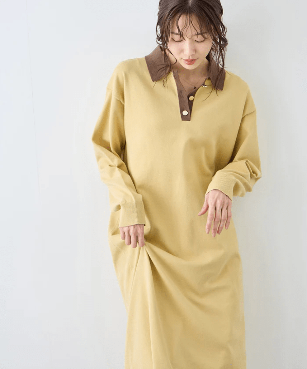 ROPE' PICNIC 配色スキッパーニットワンピース