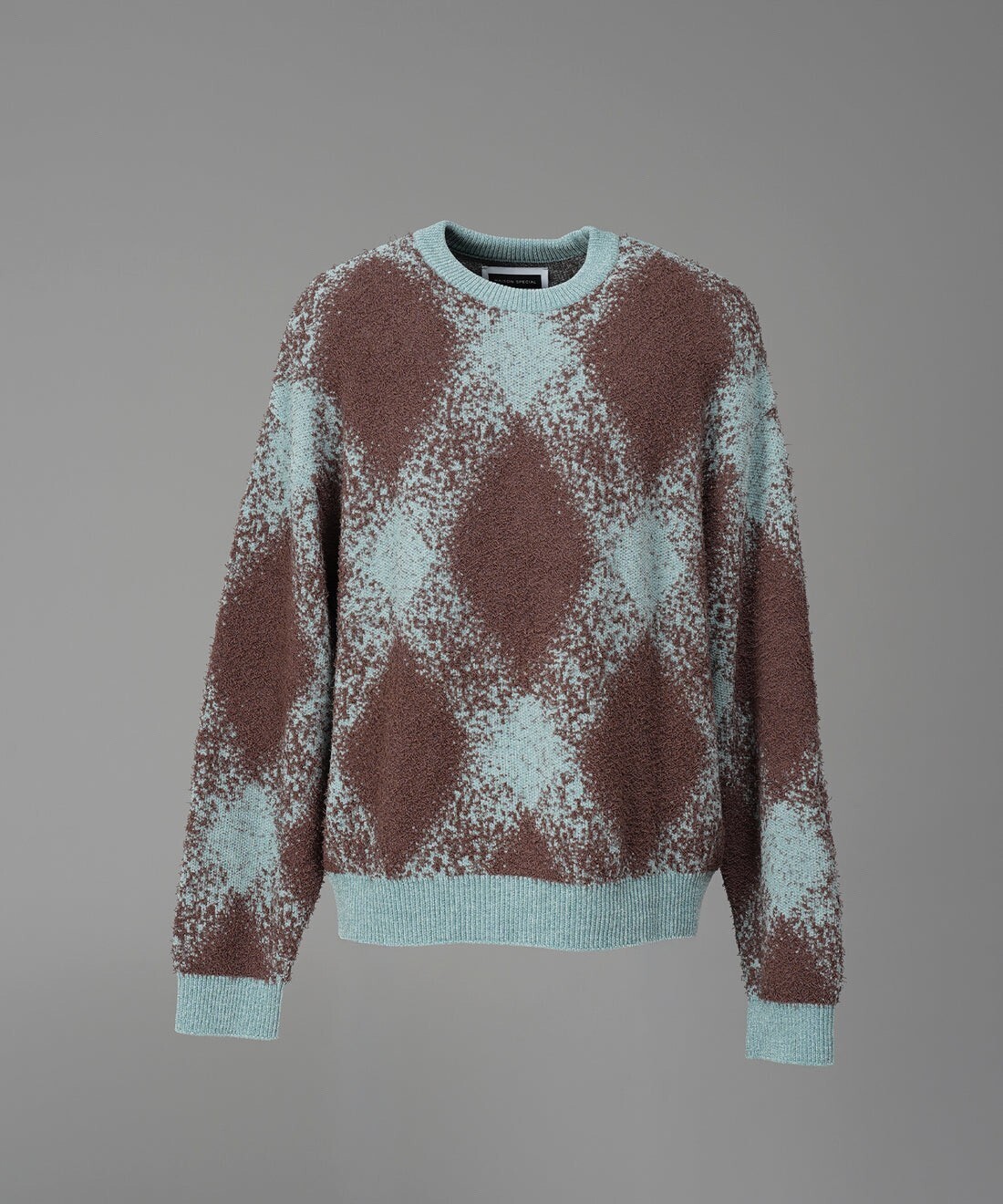 MAISON SPECIAL Fancy Yarn Prime-Over Argyle Crew Neck Knit Pullover