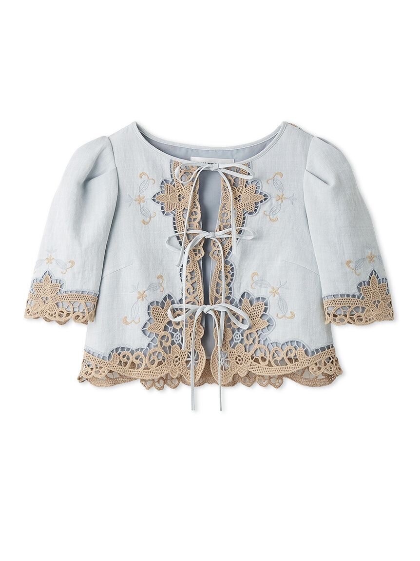 Lily Brown カットワークパネルレースジャケット