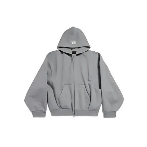 Balenciaga UNITY SPORTS ICON BOXY ZIP-UP HOODIE LARGE FIT IN GREY/WHITE