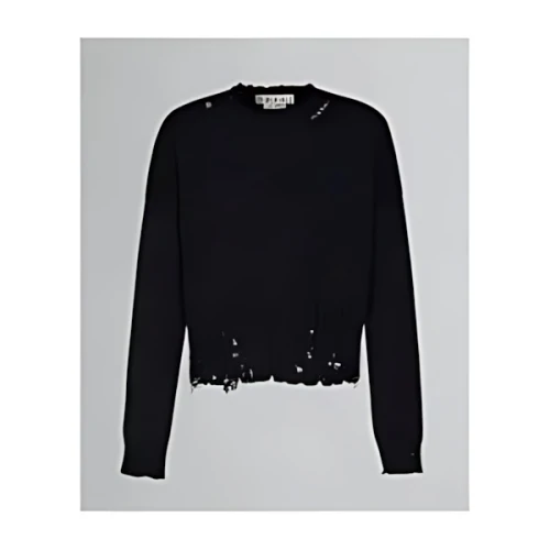 MARNI ブラック コットン クロップドセーター(ボクシーフィット)