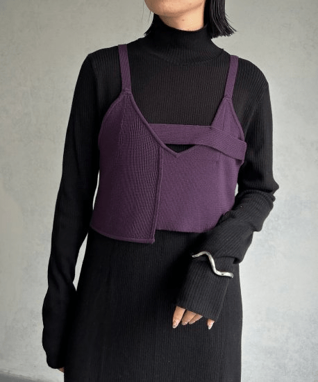 &g’aime FRONT DESIGN KNIT BUSTIER TOPS/986-63000