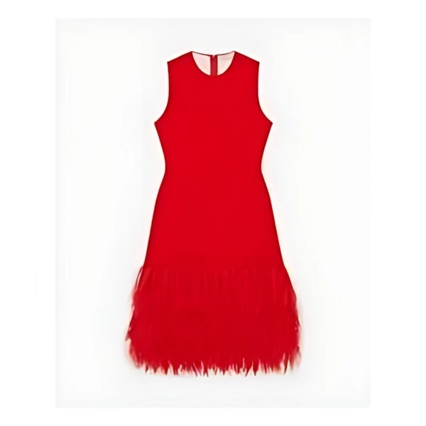 Stella McCartney ノースリーブ フェザー ミディ ドレス