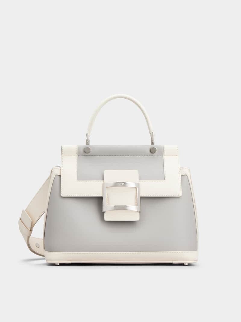 Roger Vivier ヴィヴ カバ バイカラー メタル バックル レザー バッグ